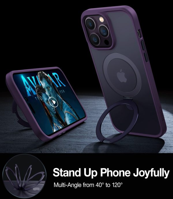 iphone 14 pro 14 pro max torras upro o stand case deep purple 3 iPhone 14 Pro Max UPRO OStand Case by Torras with Built in Stand for Vertical & Horizontal Prop up Phone, Magsafe Charging Compatible Shockproof Drop Protection - Deep Purple - Image 3