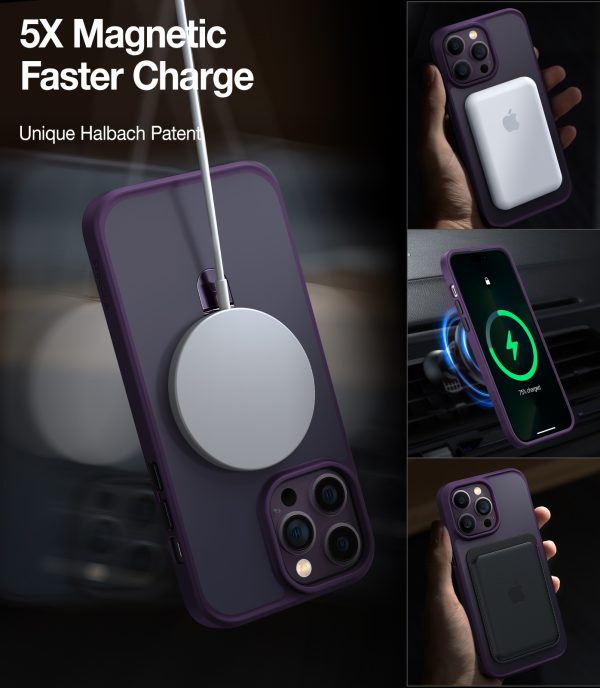 iphone 14 pro 14 pro max torras upro o stand case deep purple 39 iPhone 14 Pro Max UPRO OStand Case by Torras with Built in Stand for Vertical & Horizontal Prop up Phone, Magsafe Charging Compatible Shockproof Drop Protection - Deep Purple - Image 12