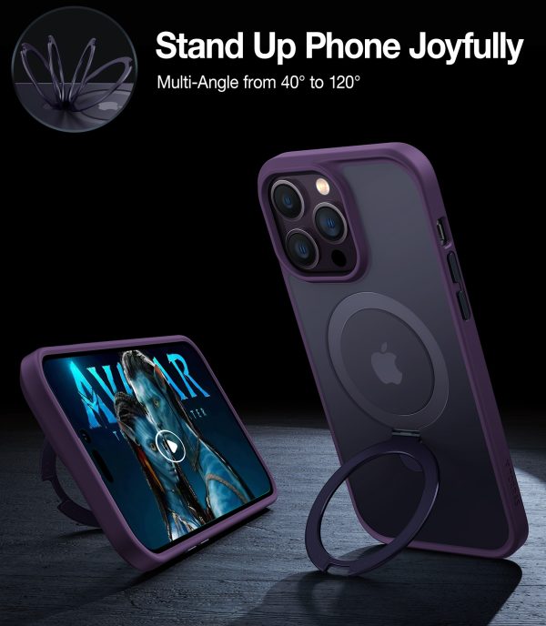 iphone 14 pro 14 pro max torras upro o stand case deep purple 4 iPhone 14 Pro Max UPRO OStand Case by Torras with Built in Stand for Vertical & Horizontal Prop up Phone, Magsafe Charging Compatible Shockproof Drop Protection - Deep Purple - Image 4