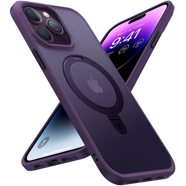 iphone 14 pro 14 pro max torras upro o stand case deep purple 8 iPhone 14 Pro Max UPRO OStand Case by Torras with Built in Stand for Vertical & Horizontal Prop up Phone, Magsafe Charging Compatible Shockproof Drop Protection - Deep Purple - Image 8