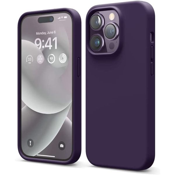iphone 14 pro elago silicon case deep purple iPhone 14 Pro Max Liquid Silicon Case by elago Full Body Protective Cover, Shockproof, Slim Phone Case, Anti-Scratch Soft Microfiber Lining - Deep Purple - Image 1