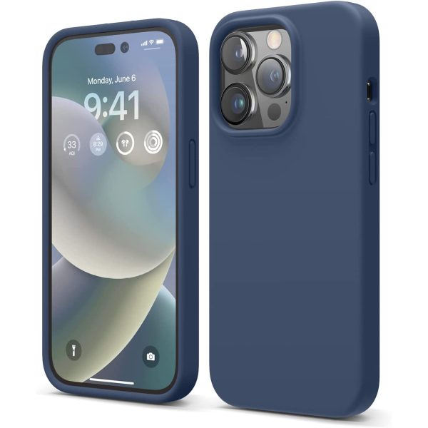 iphone 14 pro jean indigo elago silicon case iPhone 14 Pro Max Liquid Silicon Case by elago Full Body Protective Cover, Shockproof, Slim Phone Case, Anti-Scratch Soft Microfiber Lining - Jean Indigo - Image 1