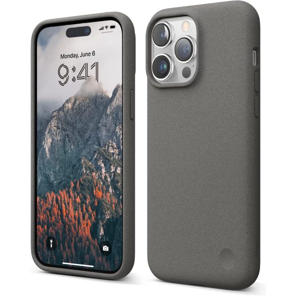 iPhone 14 Pro Max Pebble Case by elago Full Body Protective Cover, Shockproof, Special Pebble Coated, Slim, Anti-Scratch - City Grey - Image 1