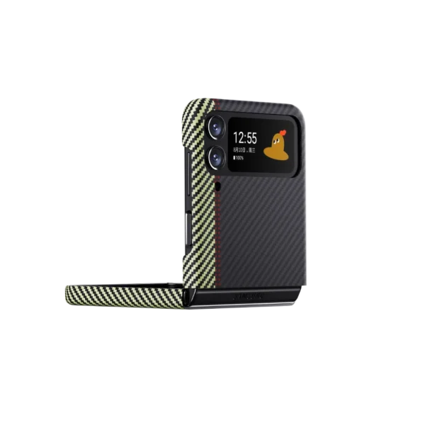 Galaxy Z Flip 4 MagEZ 3 Case Carbon Fiber Magnetic Case by PITAKA - Overture - Image 3