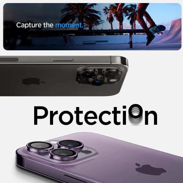 Apple iPhone 15 Pro Max / 15 Pro / 14 Pro Max / 14 Pro Camera Lens Protector GlasTR EZ Fit Optik Pro  by Spigen - AGL05597 - Deep Purple - 2 PACK - Image 6