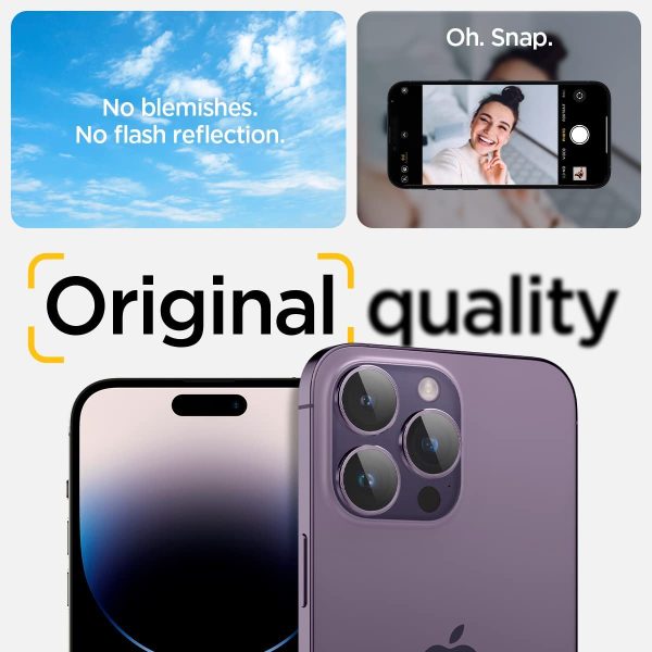 Apple iPhone 15 Pro Max / 15 Pro / 14 Pro Max / 14 Pro Camera Lens Protector GlasTR EZ Fit Optik Pro  by Spigen - AGL05597 - Deep Purple - 2 PACK - Image 3