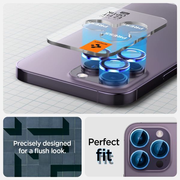 Apple iPhone 15 Pro Max / 15 Pro / 14 Pro Max / 14 Pro Camera Lens Protector GlasTR EZ Fit Optik Pro  by Spigen - AGL05597 - Deep Purple - 2 PACK - Image 4