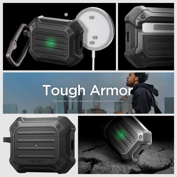 Apple AirPods Pro (2022) Case Spigen Tough Armor MagFit - Black - ACS05480 - Image 4