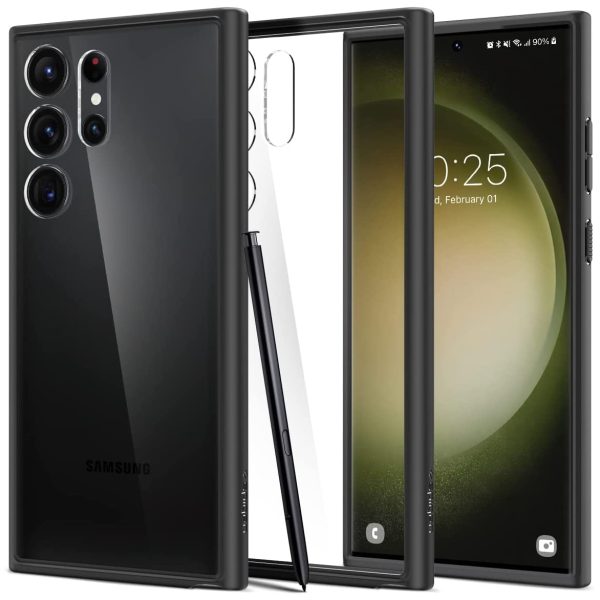 s23 ultra ultra hybrid matte black Ultra Hybrid Case for Galaxy S23 Ultra by Spigen ACS05618 - Matte Black - Image 1