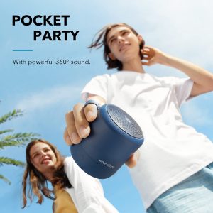 Soundcore Anker Mini 3 Bluetooth Speaker, BassUp and PartyCast Technology, USB-C, Waterproof IPX7, and Customizable EQ - Blue - A3119031 - Image 6