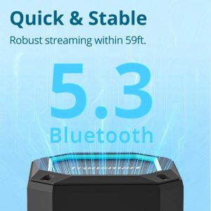 Tronsmart Groove 2 Bluetooth Speaker, Portable Speakers Bluetooth Wireless with Extra Bass, IPX7 Waterproof Speaker With RGB Light, Bluetooth 5.3, 18H Playtime, AUX, TF Card, Mini Shower Speaker - Black - Image 8