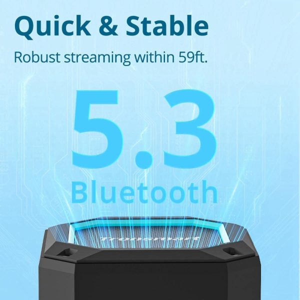 Tronsmart Groove 2 Bluetooth Speaker, Portable Speakers Bluetooth Wireless with Extra Bass, IPX7 Waterproof Speaker With RGB Light, Bluetooth 5.3, 18H Playtime, AUX, TF Card, Mini Shower Speaker - Black - Image 8