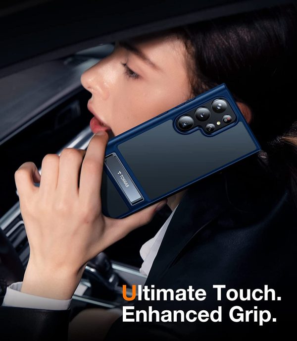 Galaxy S23 Ultra MarsClimber Case with Stand [3-Way Solid Kickstand] [8FT MIL-Grade Shockproof] UPRO Matte Series Translucent Matte by Torras - Dark Blue - Image 6