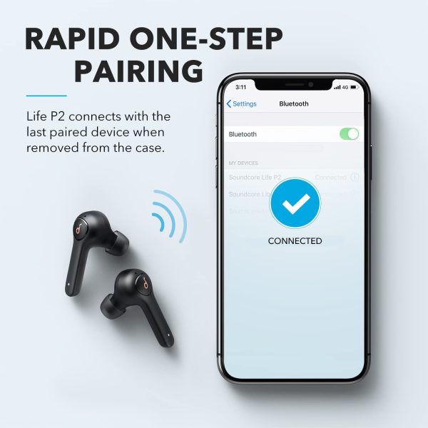 Soundcore Anker Life P2 True Wireless Earbuds, Clear Sound, USB C, 40H Playtime, IPX7 Waterproof, Wireless Earphones for Work, Home Office - Black - A3919013 - Image 2