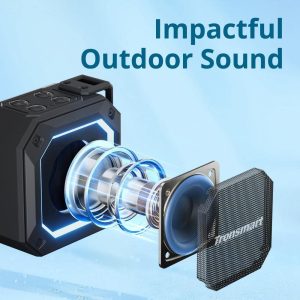 Tronsmart Groove 2 Bluetooth Speaker, Portable Speakers Bluetooth Wireless with Extra Bass, IPX7 Waterproof Speaker With RGB Light, Bluetooth 5.3, 18H Playtime, AUX, TF Card, Mini Shower Speaker - Black - Image 3