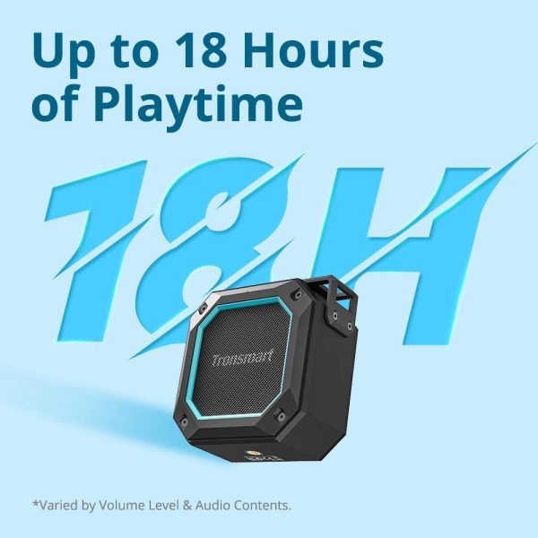 Tronsmart Groove 2 Bluetooth Speaker, Portable Speakers Bluetooth Wireless with Extra Bass, IPX7 Waterproof Speaker With RGB Light, Bluetooth 5.3, 18H Playtime, AUX, TF Card, Mini Shower Speaker - Black - Image 5