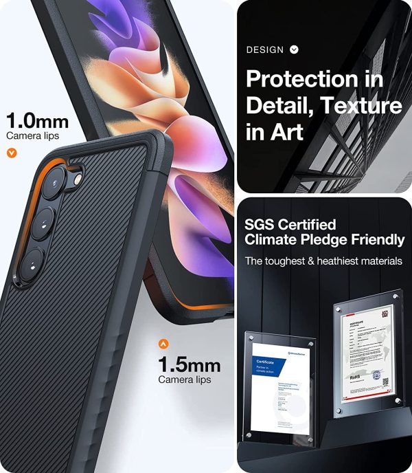 Galaxy S23 Competer Case Non-Slip Grip, Military Grade Drop Tested, Anti-Fingerprint, Protective Shockproof, Non-Slip Grip Designed  Military Grade Drop Tested Case by Torras - Matte Black - Image 7