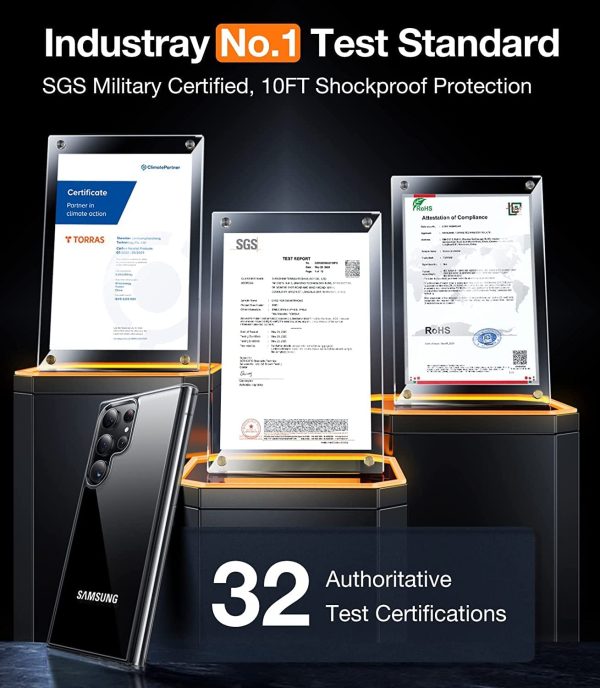 Galaxy S23 Ultra Diamond Clear Case, Military Grade Anti-Drop, Never Yellowing, Hard Back Shockproof Slim Clear Case by Torras -  Crystal Clear - Image 6