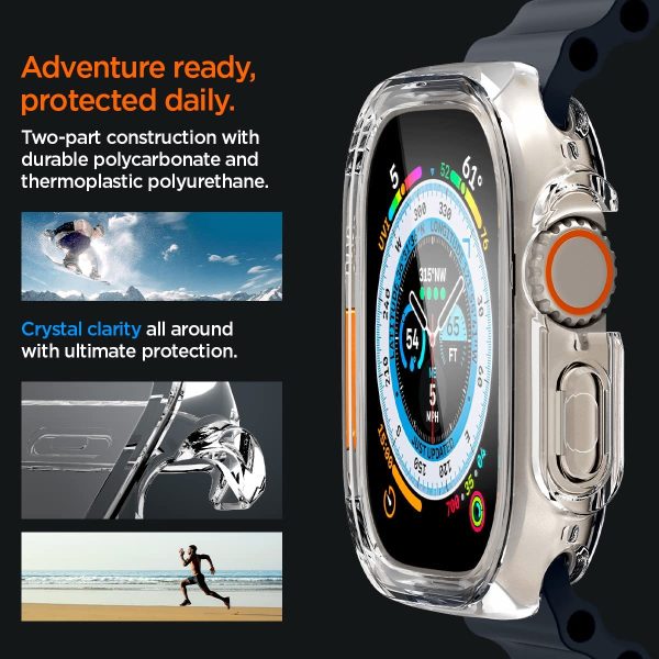 Apple Watch Ultra 2 / 1 Ultra Hybrid Case by Spigen for 49mm - Crystal Clear - ACS05459 - Image 8