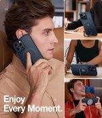 iPhone 13 Pro Max UPRO OStand Case by Torras with Built in Stand for Vertical & Horizontal Prop up Phone, Magsafe Charging Compatible Shockproof Drop Protection - Dark Blue - Image 3