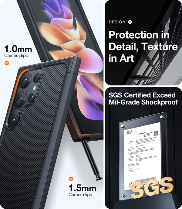 Galaxy S23 Ultra Competer Case Non-Slip Grip, Military Grade Drop Tested, Anti-Fingerprint, Protective Shockproof, Non-Slip Grip Designed  Military Grade Drop Tested Case by Torras - Matte Black - Image 2