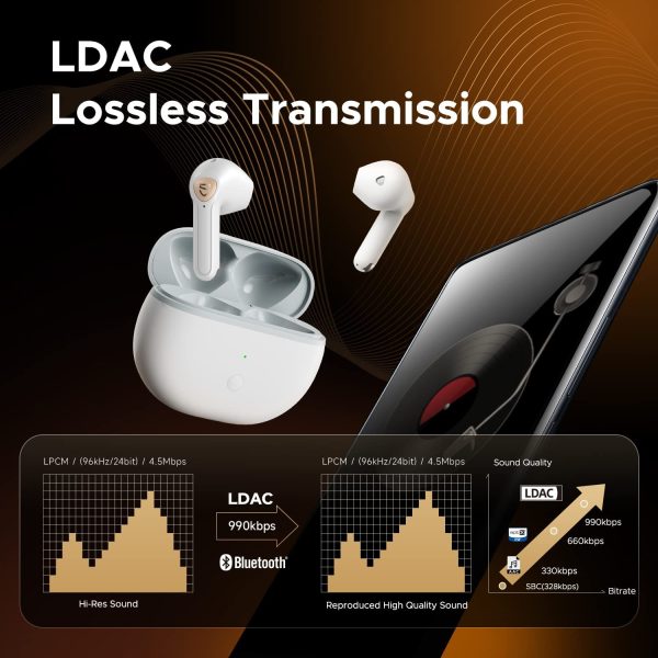 SoundPEATS Air3 Deluxe HS Bluetooth 5.2 Earphones Hi-Res Audio Wireless Earbuds with LDAC Codec, in-Ear Detection,App Support - AMT - White - Image 5