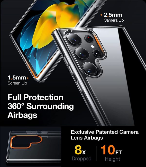 Galaxy S23 Ultra Diamond Clear Case, Military Grade Anti-Drop, Never Yellowing, Hard Back Shockproof Slim Clear Case by Torras -  Crystal Clear - Image 5