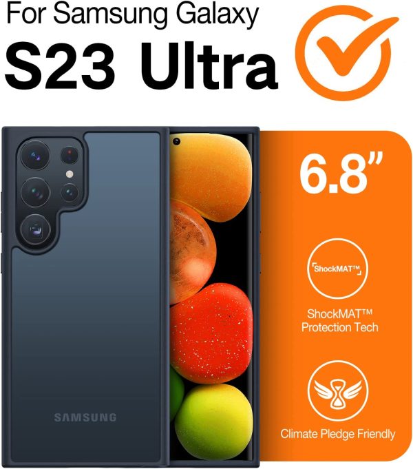 Galaxy S23 Ultra Guardian Case [Military Grade Drop Tested]Semi-Clear Hard Back & Soft Edge case by Torras - Phantom Black - Image 4