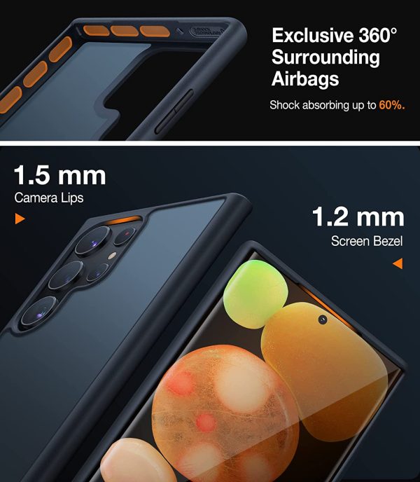 Galaxy S23 Ultra Guardian Case [Military Grade Drop Tested]Semi-Clear Hard Back & Soft Edge case by Torras - Phantom Black - Image 5