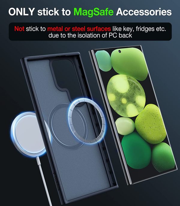 Galaxy S23 Ultra Magnetic Guardian Case [Military Grade Drop Tested][Compatible with MagSafe] Semi-Clear Hard Back & Soft Edge case by Torras - Phantom Black - Image 5