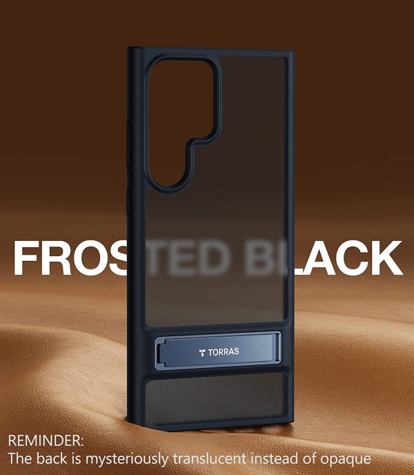 Galaxy S23 Ultra MarsClimber Case with Stand [3-Way Solid Kickstand] [8FT MIL-Grade Shockproof] UPRO Matte Series Translucent Matte by Torras - Phantom Black - Image 3