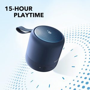 Soundcore Anker Mini 3 Bluetooth Speaker, BassUp and PartyCast Technology, USB-C, Waterproof IPX7, and Customizable EQ - Blue - A3119031 - Image 2