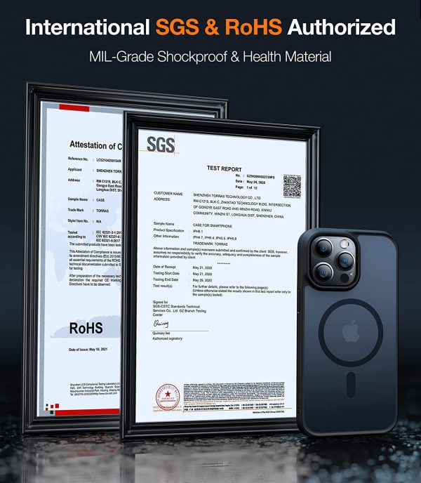 iPhone 14 Pro Magnetic Guardian Case with Military Grade Drop Tested, Compatible with MagSafe, Slim Translucent Matte Case by Torras - Mystic Black - Image 5