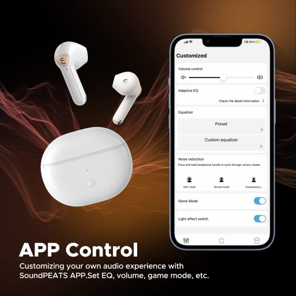 SoundPEATS Air3 Deluxe HS Bluetooth 5.2 Earphones Hi-Res Audio Wireless Earbuds with LDAC Codec, in-Ear Detection,App Support - AMT - White - Image 6