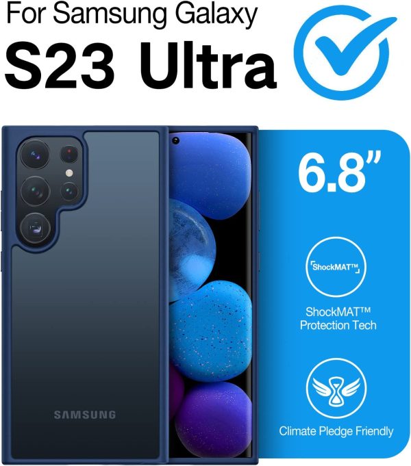 Galaxy S23 Ultra Guardian Case [Military Grade Drop Tested]Semi-Clear Hard Back & Soft Edge case by Torras - Blue - Image 5