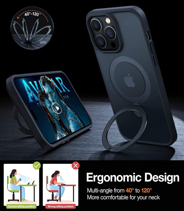 71reqi0wgcL._AC_SL1500_ iPhone 13 Pro Max UPRO OStand Case by Torras with Built in Stand for Vertical & Horizontal Prop up Phone, Magsafe Charging Compatible Shockproof Drop Protection - Black - Image 4