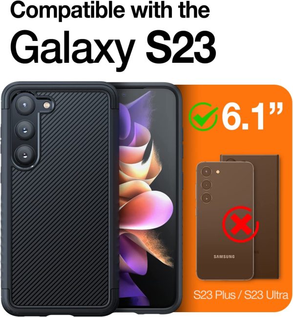 Galaxy S23 Competer Case Non-Slip Grip, Military Grade Drop Tested, Anti-Fingerprint, Protective Shockproof, Non-Slip Grip Designed  Military Grade Drop Tested Case by Torras - Matte Black - Image 4