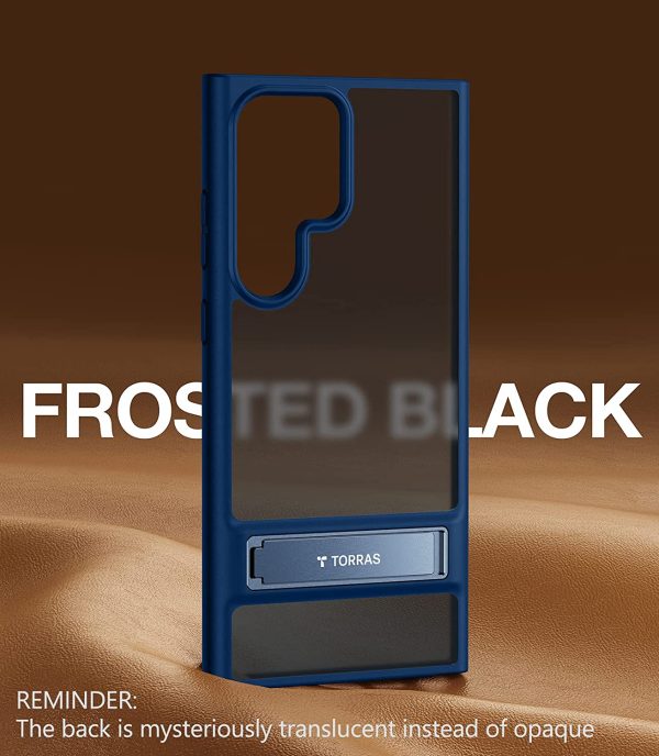 Galaxy S23 Ultra MarsClimber Case with Stand [3-Way Solid Kickstand] [8FT MIL-Grade Shockproof] UPRO Matte Series Translucent Matte by Torras - Dark Blue - Image 3