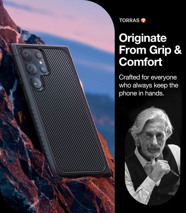 Galaxy S23 Ultra Competer Case Non-Slip Grip, Military Grade Drop Tested, Anti-Fingerprint, Protective Shockproof, Non-Slip Grip Designed  Military Grade Drop Tested Case by Torras - Matte Black - Image 6