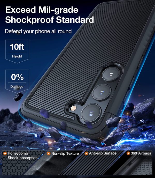 Galaxy S23 Competer Case Non-Slip Grip, Military Grade Drop Tested, Anti-Fingerprint, Protective Shockproof, Non-Slip Grip Designed  Military Grade Drop Tested Case by Torras - Matte Black - Image 6
