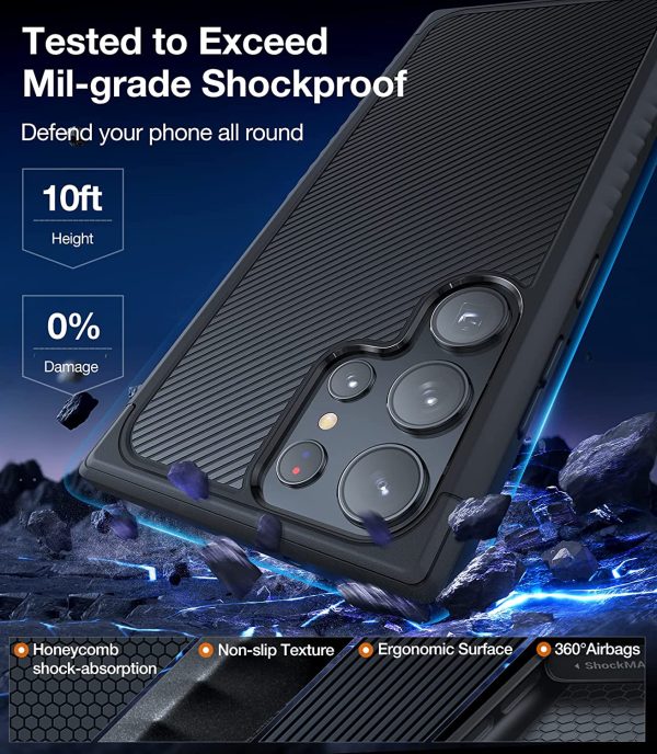 Galaxy S23 Ultra Competer Case Non-Slip Grip, Military Grade Drop Tested, Anti-Fingerprint, Protective Shockproof, Non-Slip Grip Designed  Military Grade Drop Tested Case by Torras - Matte Black - Image 7