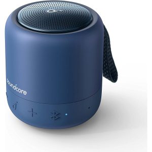 Soundcore Anker Mini 3 Bluetooth Speaker, BassUp and PartyCast Technology, USB-C, Waterproof IPX7, and Customizable EQ - Blue - A3119031