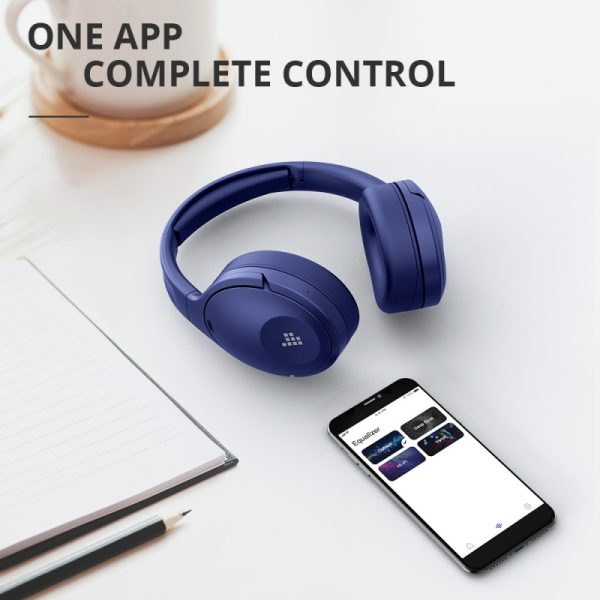 Tronsmart Apollo Q10 Hybrid Active Noise Cancelling Bluetooth 5.0 Headphones, 100H Playtime. Wireless foldable Headset Over Ear Bluetooth headphones with 5 Mics, Touch Control, Smart APP Control - Blue - Image 11