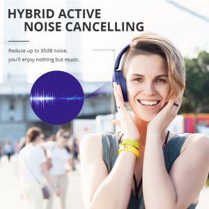 Tronsmart Apollo Q10 Hybrid Active Noise Cancelling Bluetooth 5.0 Headphones, 100H Playtime. Wireless foldable Headset Over Ear Bluetooth headphones with 5 Mics, Touch Control, Smart APP Control - Blue - Image 4