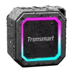 Tronsmart Groove 2 Bluetooth Speaker, Portable Speakers Bluetooth Wireless with Extra Bass, IPX7 Waterproof Speaker With RGB Light, Bluetooth 5.3, 18H Playtime, AUX, TF Card, Mini Shower Speaker - Black