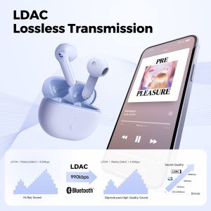 SoundPEATS Air3 Deluxe HS Bluetooth 5.2 Earphones Hi-Res Audio Wireless Earbuds with LDAC Codec, in-Ear Detection,App Support - AMT - Purple - Image 3