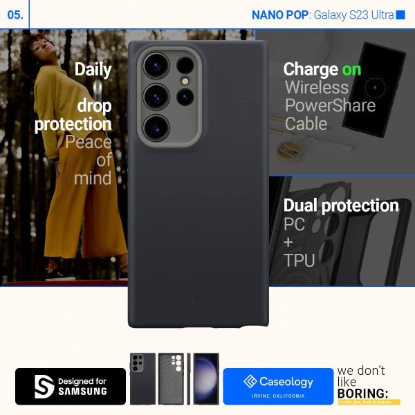 Galaxy S23 Ultra NanoPop Dual tone Liquid Silicone Case by Caseology - Black Sesame - ACS05658 - Image 2