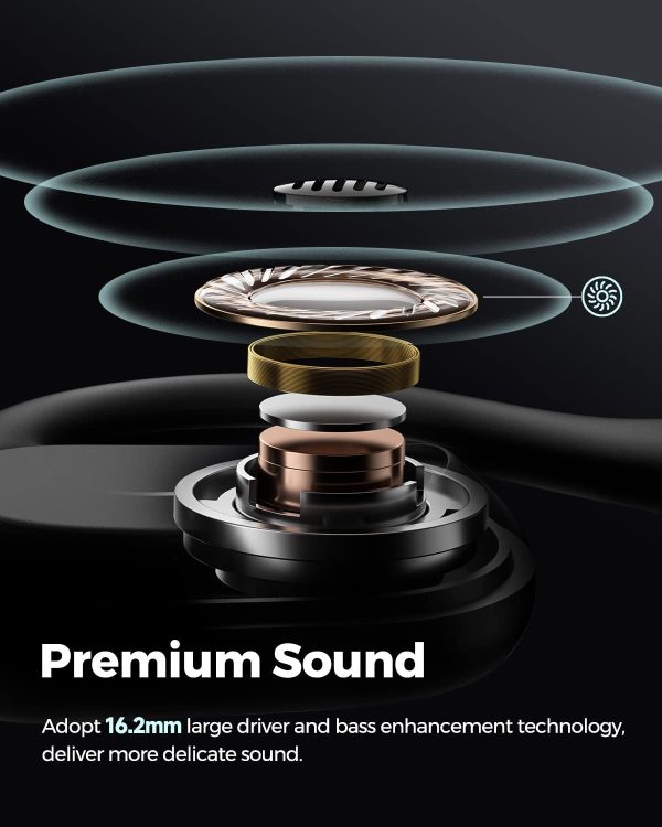 SoundPEATS RunFree Lite Open-Ear Sports Bluetooth V5.3 Headphones with Bass Boost and 17 Hours, Sweatproof Ultralight Headset for Running, Workouts, Comfortable Fit, USB-C  - Black - Image 3