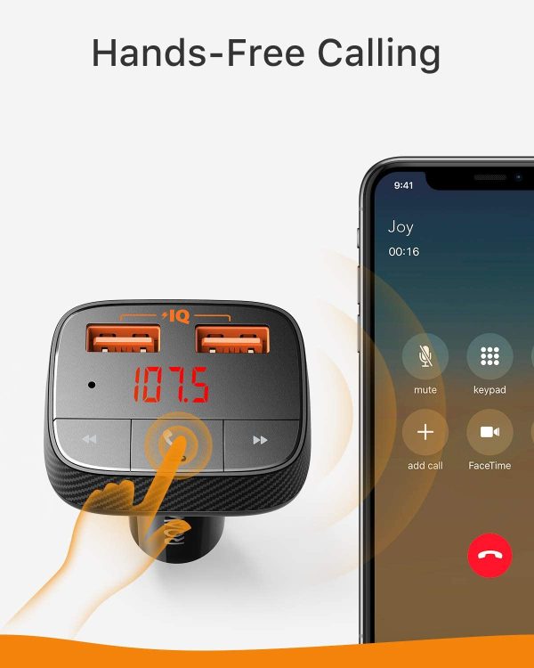 61UuspZZyxL._AC_SL1500_ Roav SmartCharge F0 Bluetooth FM Transmitter for Car, Audio Adapter and Receiver, Hands-Free Calling, MP3 Car Charger with 2 USB Ports, PowerIQ, and AUX Output  - R5113112 - Image 6