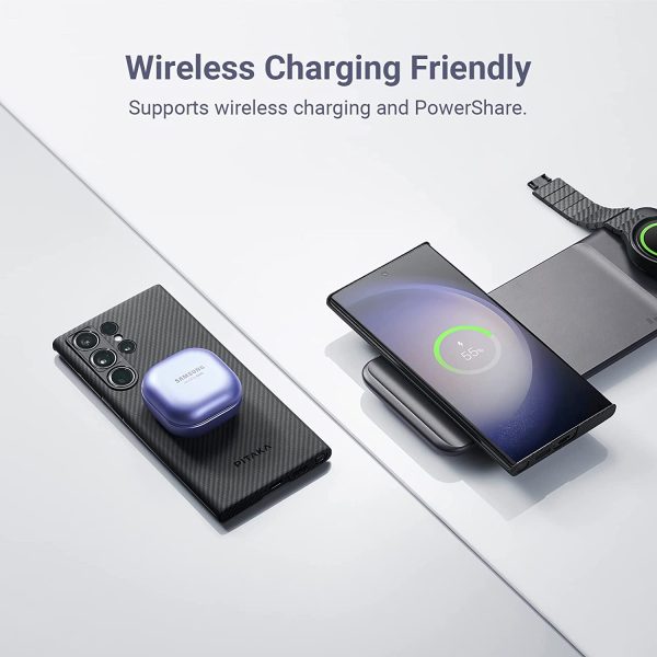 Galaxy S23 Ultra MagEZ Case 3 MagSafe Compatible Military Drop Protection Carbon Fiber Magnetic Case by PITAKA - Black / Grey Twill 600D - Image 3